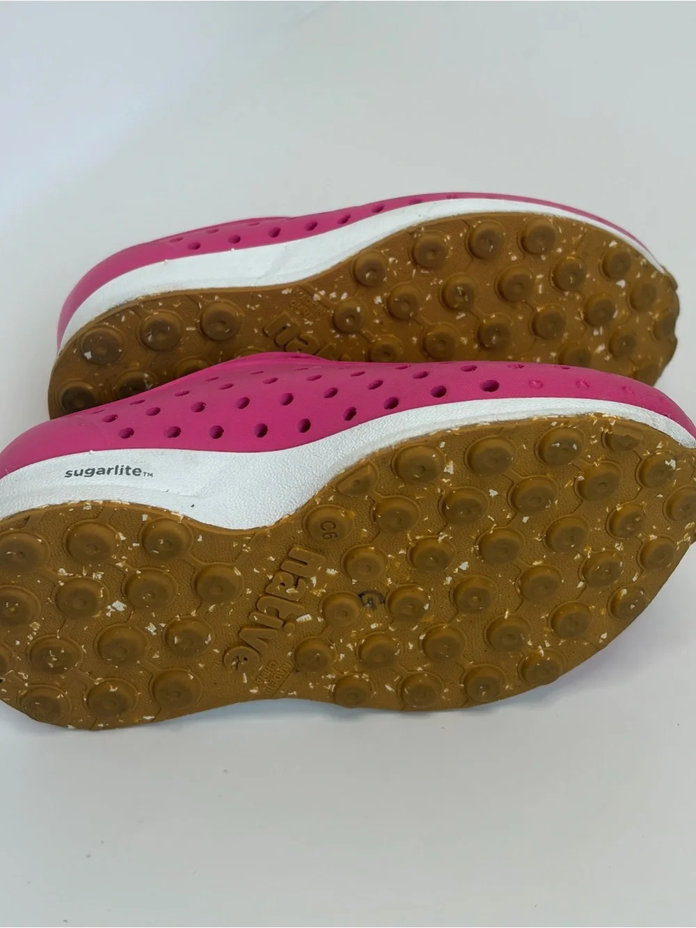 Native Toddler Girls Pink Slip-On Perforated Sandals Size 6